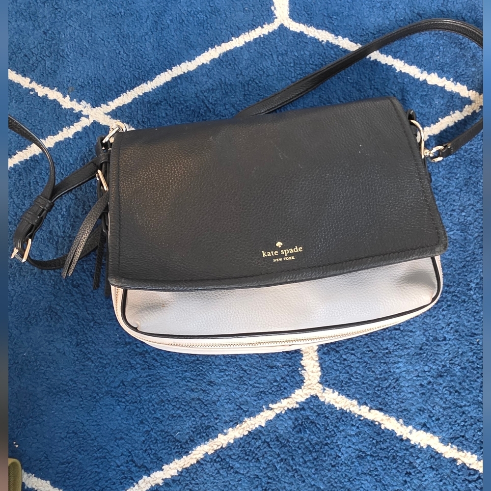 kate spade Black and White Pebbled Leather Crossbody Bag